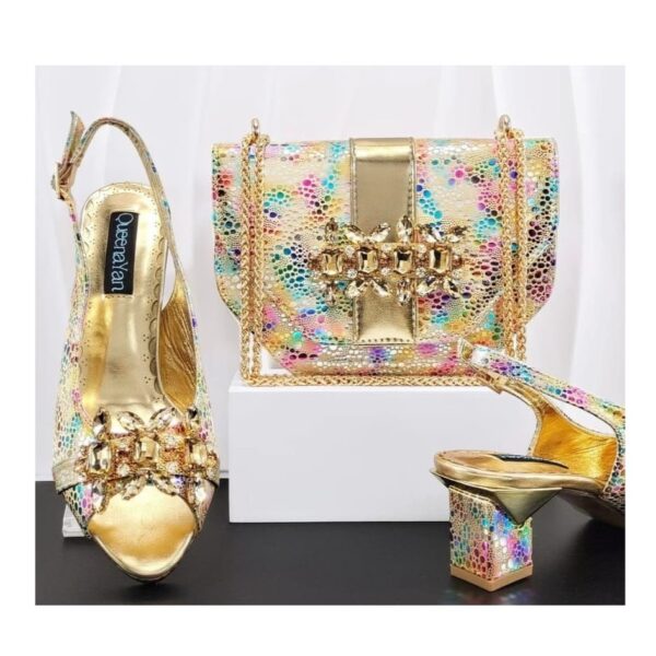 Champagne Mosaic Crystal Matching Bag & Shoe Set