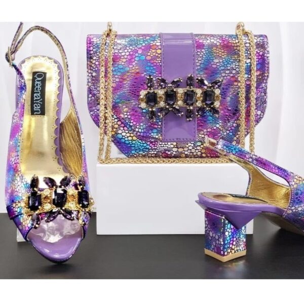 Amethyst Mosaic Crystal Matching Bag & Shoe Set