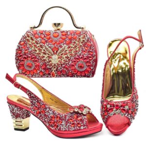 Ruby Butterfly Crystal Matching Bag & Shoe Set