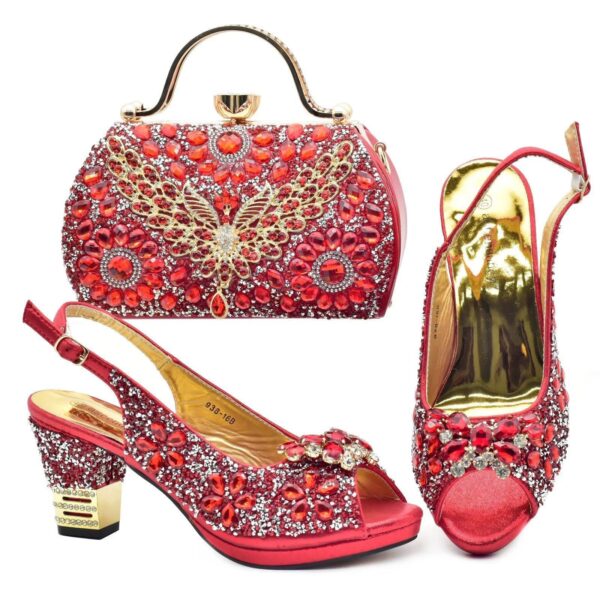 Ruby Butterfly Crystal Matching Bag & Shoe Set