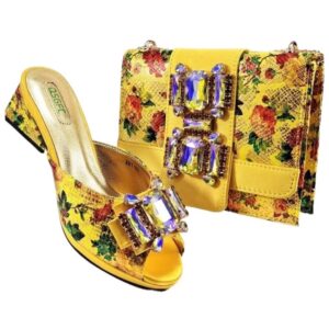 Golden Elegance Matching Bag & Shoe Set