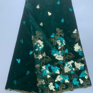 Emerald Aqua Garden Velvet Lace