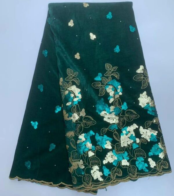 Emerald Aqua Garden Velvet Lace