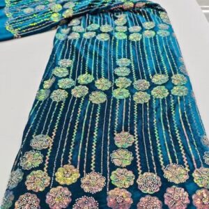 Teal Aurora Cascade Velvet Lace
