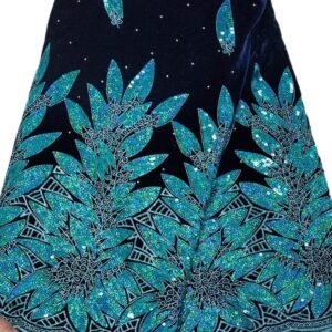 Midnight Turquoise Botanical Velvet Lace