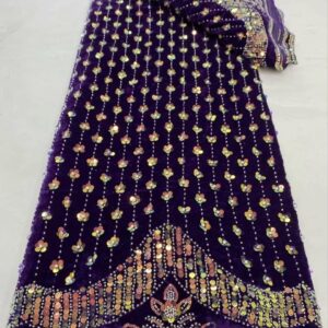 Royal Plum Jeweled Cascade Velvet Lace
