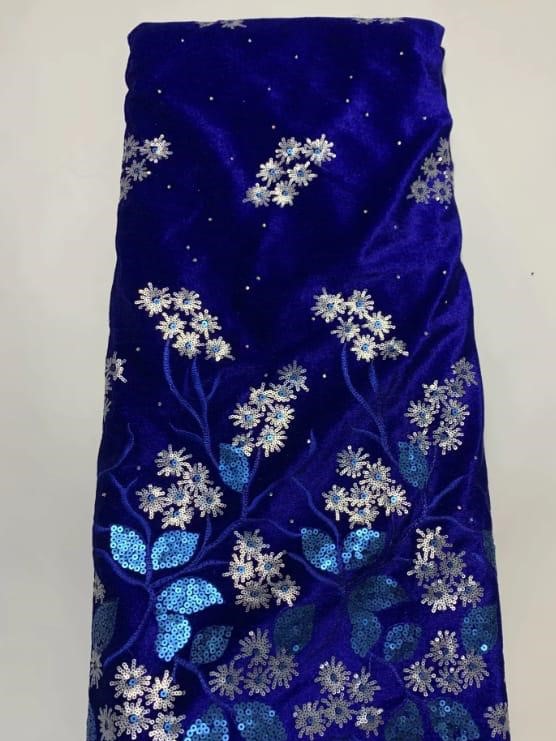 Royal Sapphire Blossom Velvet Lace