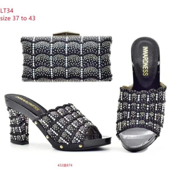Midnight Grid Crystal Matching Bag & Shoe Set