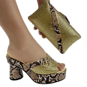 Champagne Python Crystal Matching Bag & Shoe Set