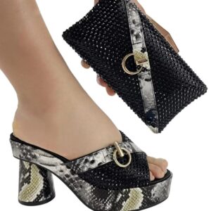 Midnight Python Crystal Matching Bag & Shoe Set
