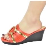 Coral Metallic Strap Wedge Slide
