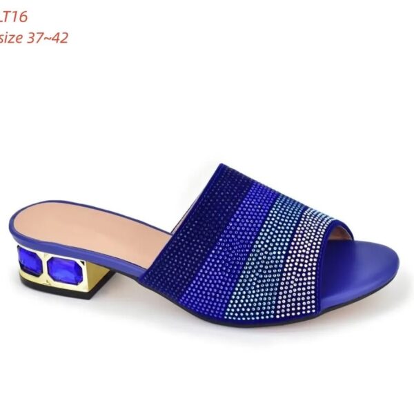 Royal Blue Ombre Crystal Low-Heel Mule